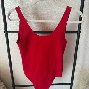 Red tank top bodysuit